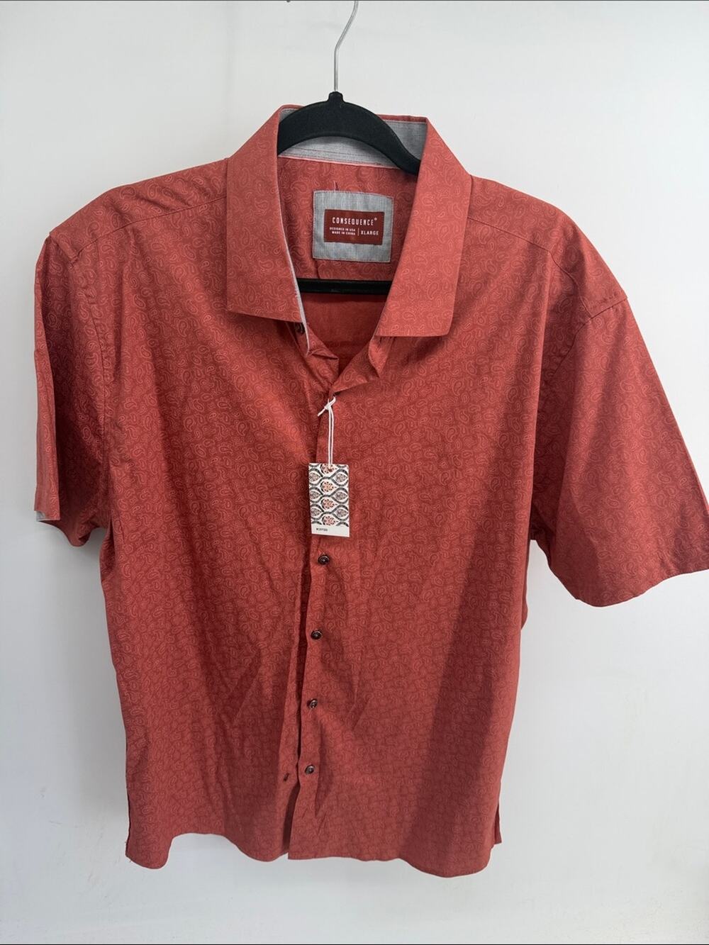 Consequence paisley monochromatic short sleeve button up shirt s XL NEW